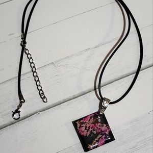 Pink Fluid Art Necklace